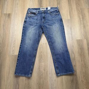 Ariat M5 Jeans Mens 38x30 Blue Denim Slim Straight Stretch Western Cowboy